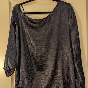 LOFT, Navy Blue Shimmer, Asymmetrical Top, Large